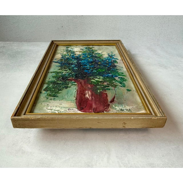 Mid-20th-Century Oil Painting Impressionist Floral Bouquet Framed Signed Zaza Meuli For Sale - Image 12 of 12