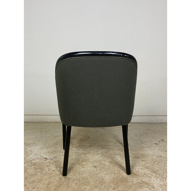 Brickel Associates Late 20th Century Ward Bennett 'Bankers' Chairs With Sage Green Fabric and Black Frame - Set of 5 For Sale - Image 4 of 9