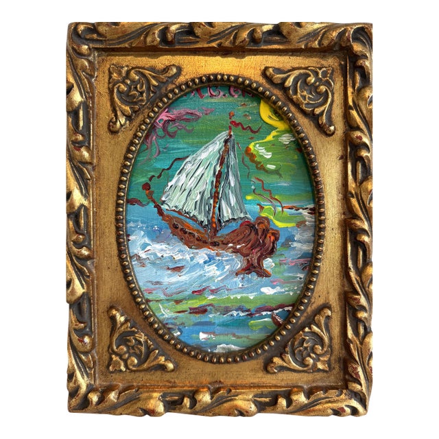 Serg Graff Medusa Schooner Original Art, Fantasy Ship Seascape Nautical Art Coa For Sale