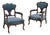 Pair of Louis XV Upholstered Armchairs Blue 19th Century United Kingdom For Sale