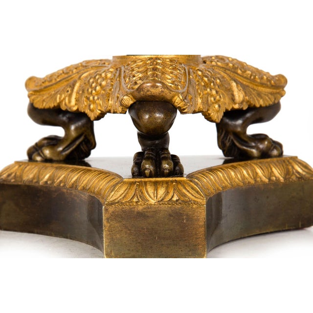 19th Century Pair of French Charles X Gilt & Patinated Bronze Candlesticks For Sale - Image 11 of 12