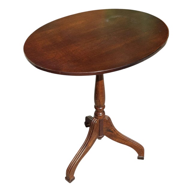 1990s Oval Tilt Top Pedestal Wood Side Table by Bombay Company For Sale