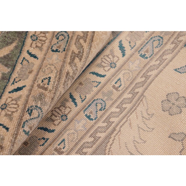 Textile Sun-Faded Beige/Green Wool Rug - 8'2'' X 9'10'' For Sale - Image 7 of 10
