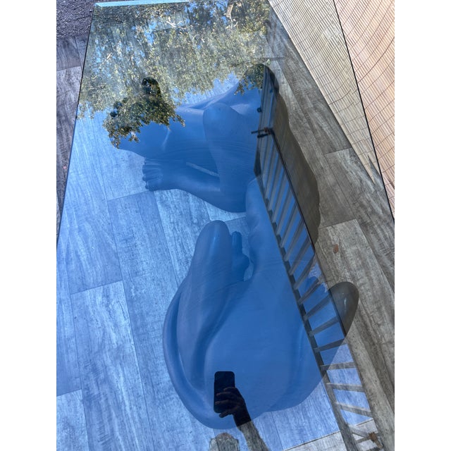 Black Large Hollywood Regency Black Panther Sculptural Base Coffee Table. Circa 1970s For Sale - Image 8 of 17