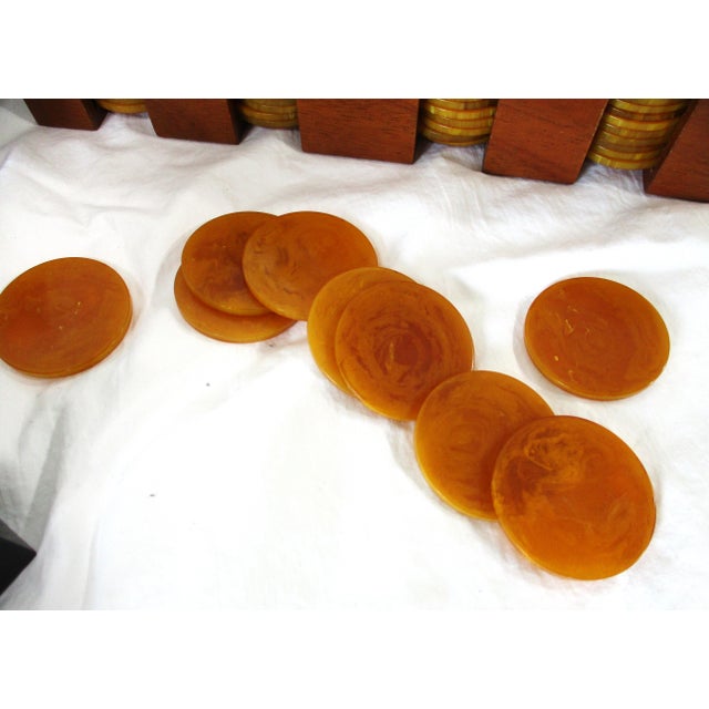 Wood Art Deco Walnut Bakelite Gaming Set For Sale - Image 7 of 17