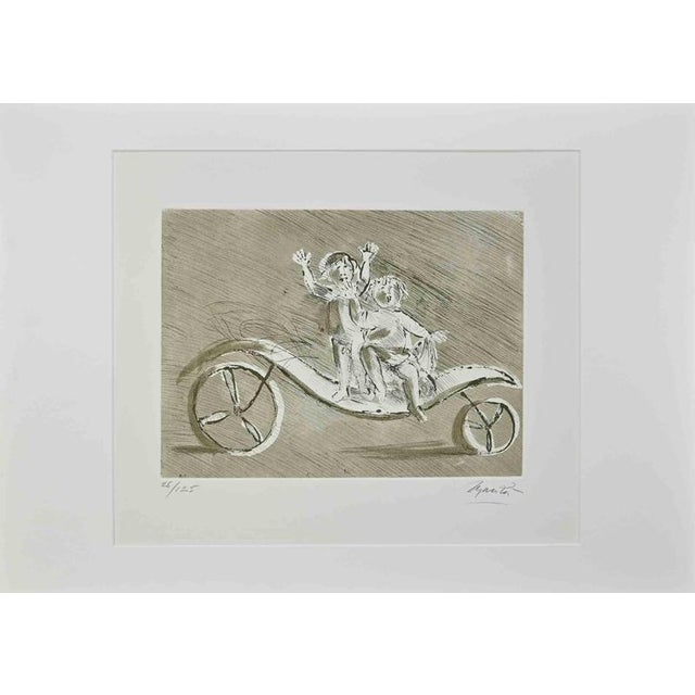 Mileto and Giulia in a Green Carriage is an etching realized by Giacomo Manzù in the 1970s. Hand Signed. Edition of 125...
