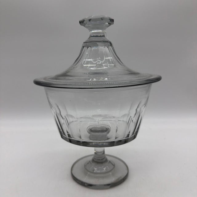Antique Blown & Cut Flint Glass Covered Compote, Probably Pittsburgh, Circa 1840s For Sale - Image 15 of 18