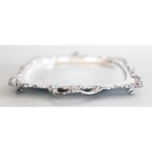 Vintage Gorham Silver Plate Footed Rectangular Serving Tray With Handles For Sale In Houston - Image 6 of 12