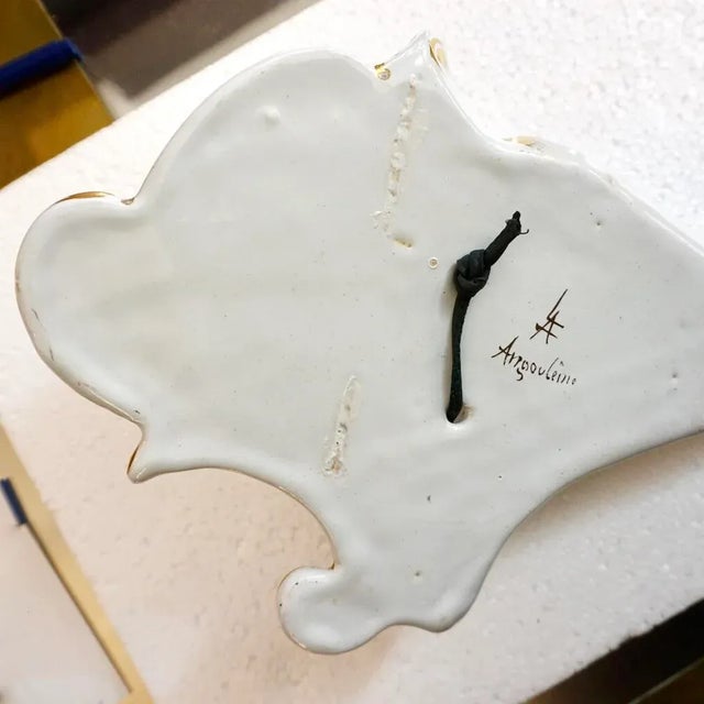 Rococo 1870s Antique French Faience Pottery White Pink Gold Flower Holder Wall Pocket For Sale - Image 3 of 12