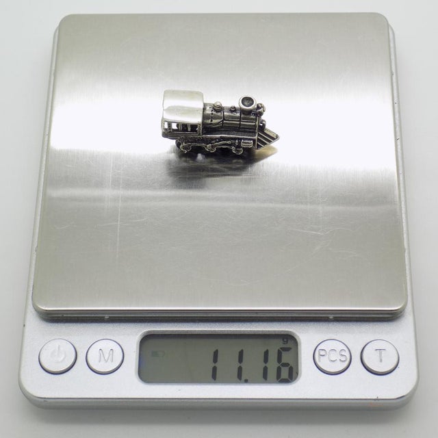 Vintage Italian Handmade Genuine Sterling Silver 925 Locomotive Train Figurine, 1970s For Sale - Image 9 of 13
