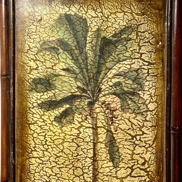 Vintage Bamboo Framed Palm Tree Wall Art For Sale In New York - Image 6 of 11