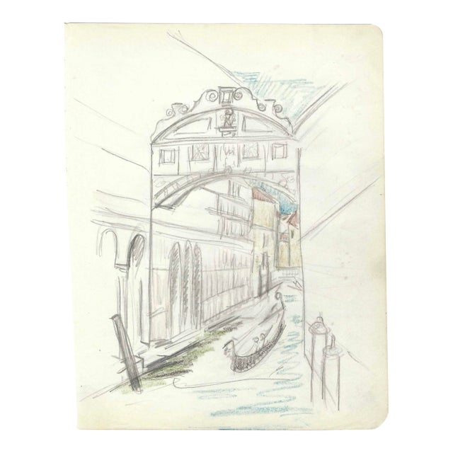 Grace Spongberg Venice Canal Drawing For Sale