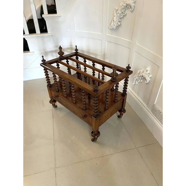 Large Antique Victorian Burr Walnut Canterbury, 1850s For Sale - Image 3 of 12