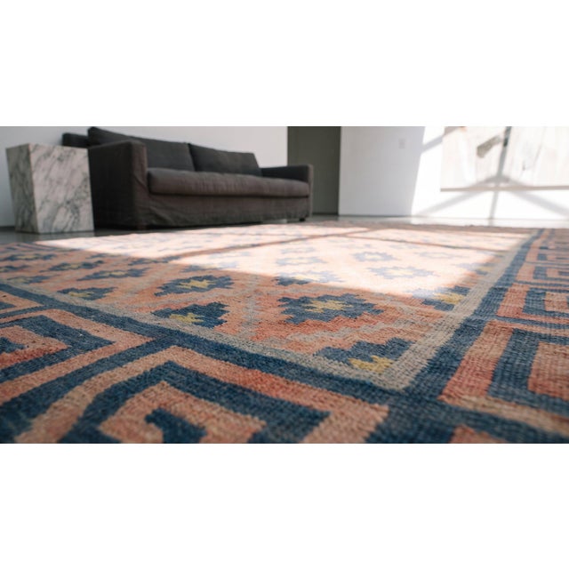 1930s White Diamond Antique Indian Dhurrie Rug 6' X 8' 6" Handknotted Cotton Carpet For Sale - Image 12 of 12