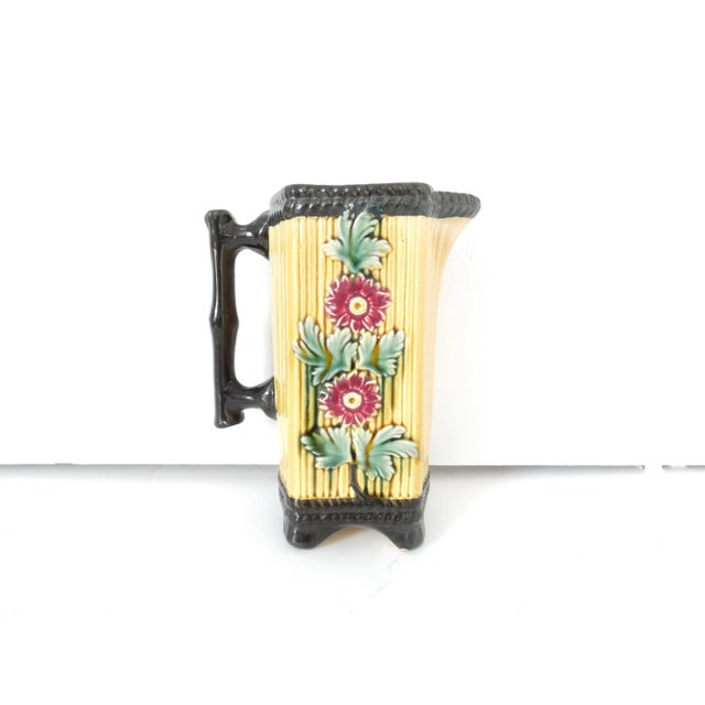Ceramic Vintage Majolica French Barbitone Ceramic Pitcher For Sale - Image 7 of 8