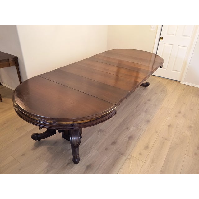 Antique Walnut Pedestal Dining Table For Sale - Image 4 of 9