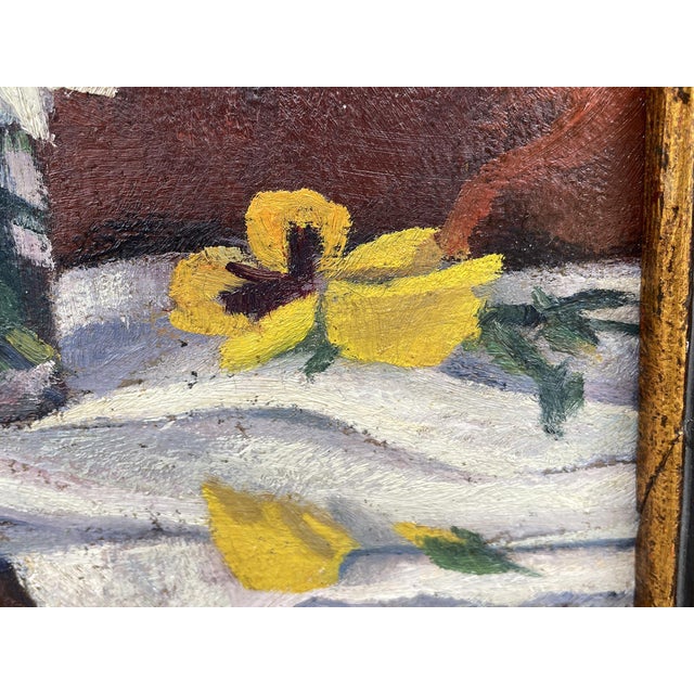 Pansies Still Life, Early 20th Century, Oil on Canvas For Sale - Image 4 of 14