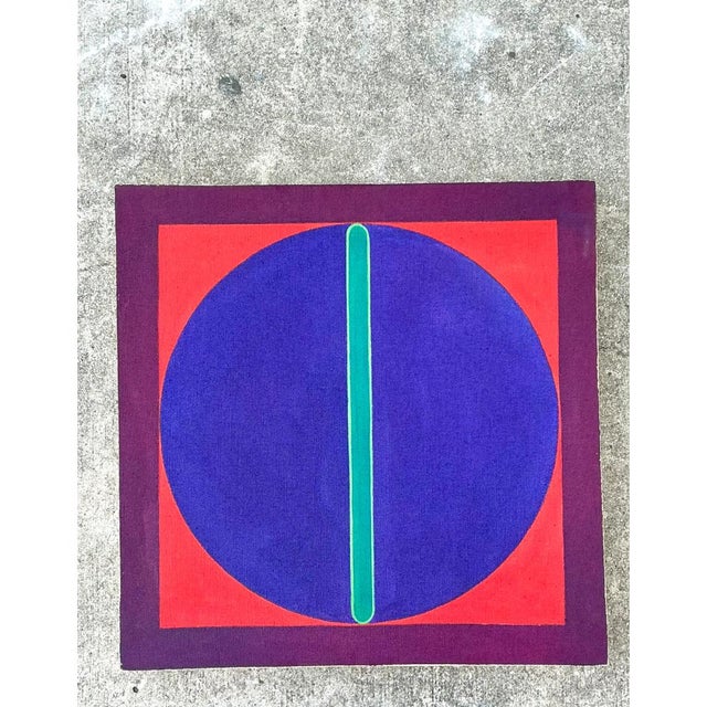 Vintage Geometric Abstract Painting on Canvas For Sale - Image 12 of 12
