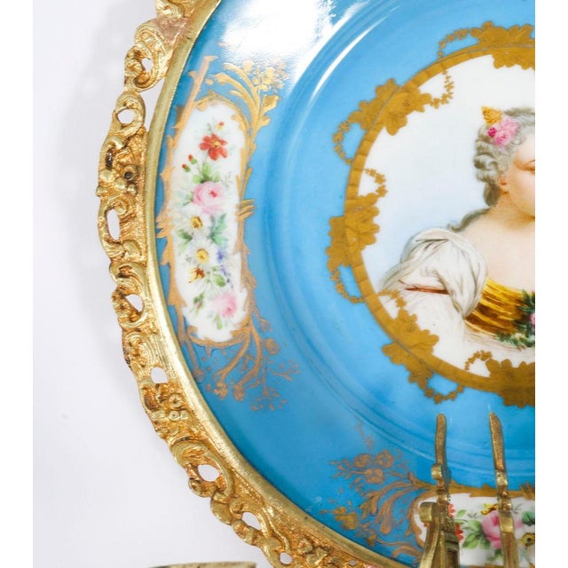 Blue Antique Ormolu and Sevres Porcelain Portraits Wall Lights, 1800s, Set of 2 For Sale - Image 8 of 18