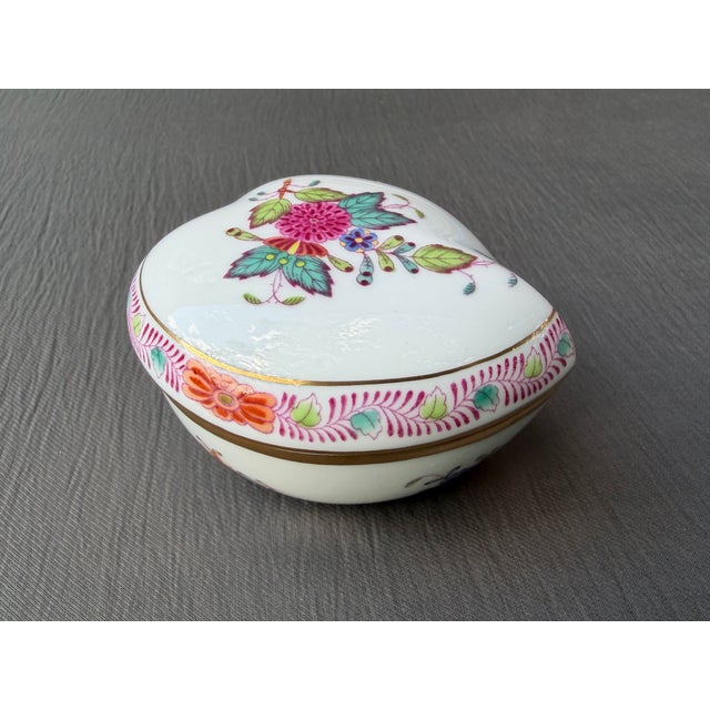 Ceramic Vintage Herend Porcelain Heart Trinket Box For Sale - Image 7 of 17
