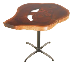 Handcrafted Live Edge Mahogany Wafer Steel Bistro Table