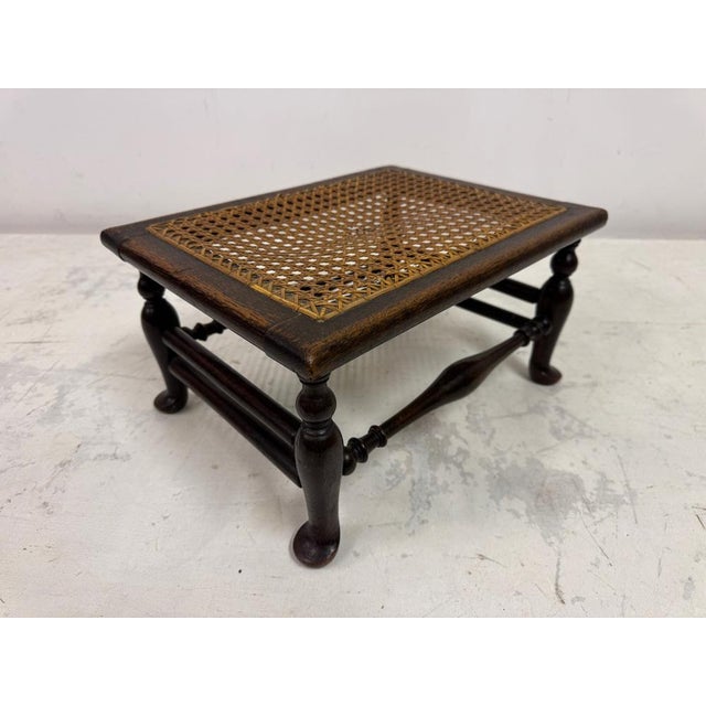 Small Oak Stool with Canework For Sale - Image 5 of 12