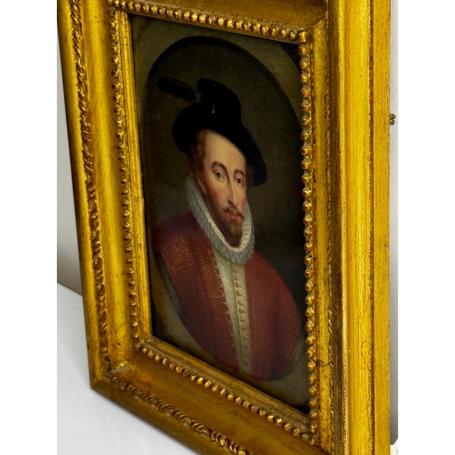 18th Century English Oil Painting Portrait Sir Walter Raleigh C18th Century Gilt Framed After the Celebrated Lennard Type For Sale - Image 5 of 11