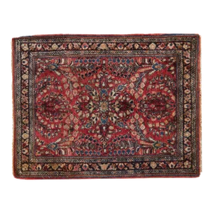 Vintage American Sarouk Square Rug Mat - 1'10" X 2'5"