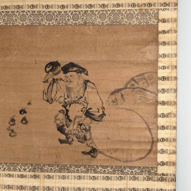 Antique Japanese Kakemono Scroll Daikokuten For Sale - Image 4 of 15