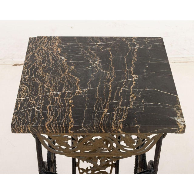 Art Deco Brandt Style Wrought Iron & Marble Pedestals, Pair For Sale - Image 3 of 10