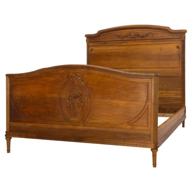 Antique French Carved Walnut Bed, 1890s For Sale - Image 12 of 12
