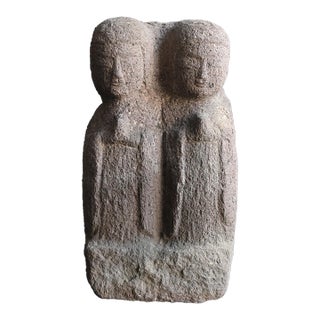 Japanese Edo Period Stone Dōsojin (Paired Monk Form), 17th–18th Century For Sale