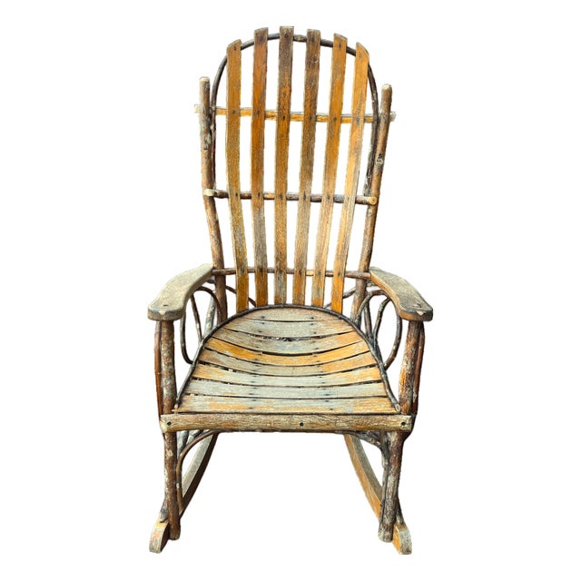 Vintage Amish Handmade Hickory & Oak Bentwood Rocking Chair For Sale