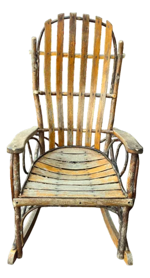 Vintage Amish Handmade Hickory & Oak Bentwood Rocking Chair