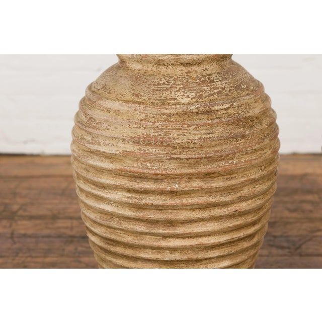 Brown Near Thai Storage Vases with Concentric Circle Design and Nice Patina - A Pair For Sale - Image 8 of 13