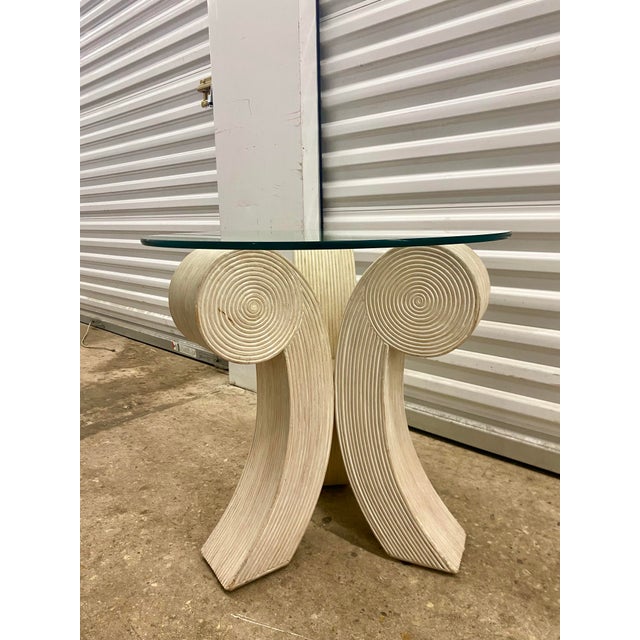 Boho Chic 1980s Pencil Reed Rattan Side Table . For Sale - Image 3 of 12