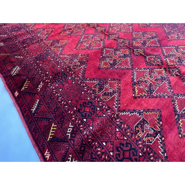 Vintage Afghan Ersari Khamyab Diamond Chain Tribal Rug - 9'2" X 6'0" For Sale - Image 9 of 14