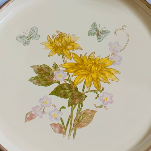 Yellow Lacquerware Floral Coaster Set For Sale - Image 9 of 13