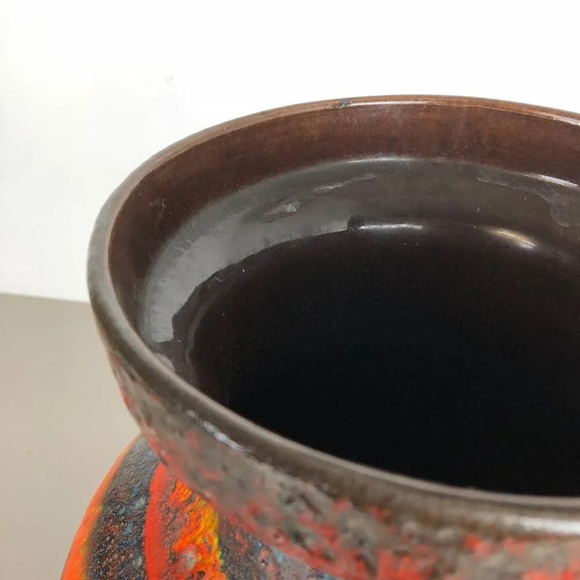 Beige Large Multi-Color Pottery Fat Lava Multi-Color Floor Vase from Scheurich, 1970s For Sale - Image 8 of 14