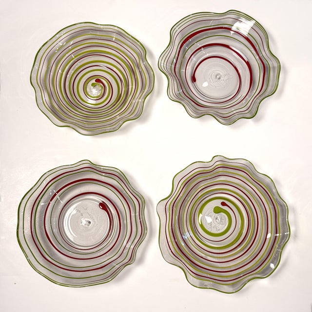 Set of 8 Peàn Doubulyu “Wavie” Hand‑Blown Art Glass Bowls, 1995–1996 For Sale - Image 12 of 12