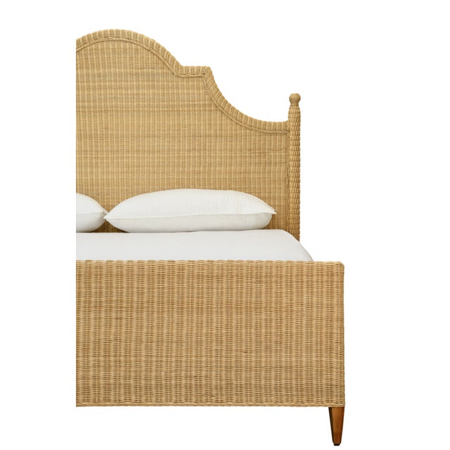 Matthew Izzo Home Chamberlain Rattan King Bed Frame With Arched Headboard, Side Rails and Footboard For Sale In New York - Image 6 of 9