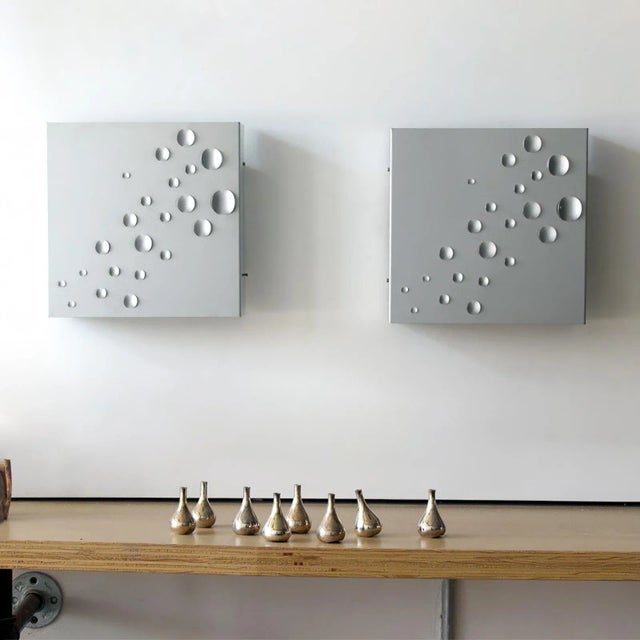 Pair of unique "Sternenregen" perforated metal wall lights by Evert Jelle Jelles for Raak Amsterdam, in powder coated...