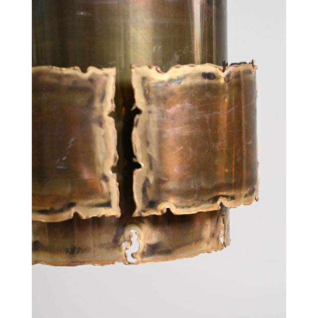 Brutalist Brass Ceiling Lamp, Denmark, 1960s For Sale - Image 6 of 11