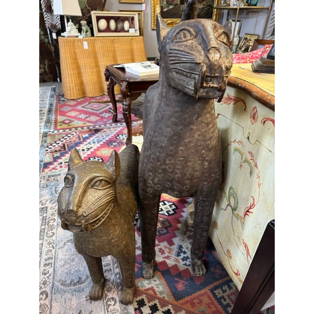 Antique Pair of Bronze Royal Leopard Sculptures From Benin For Sale - Image 18 of 18