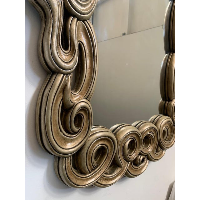 Beige Mirror with Filiform Lines in Lacquered and Golden Resin from Lam Lee Group, 1990s For Sale - Image 8 of 14