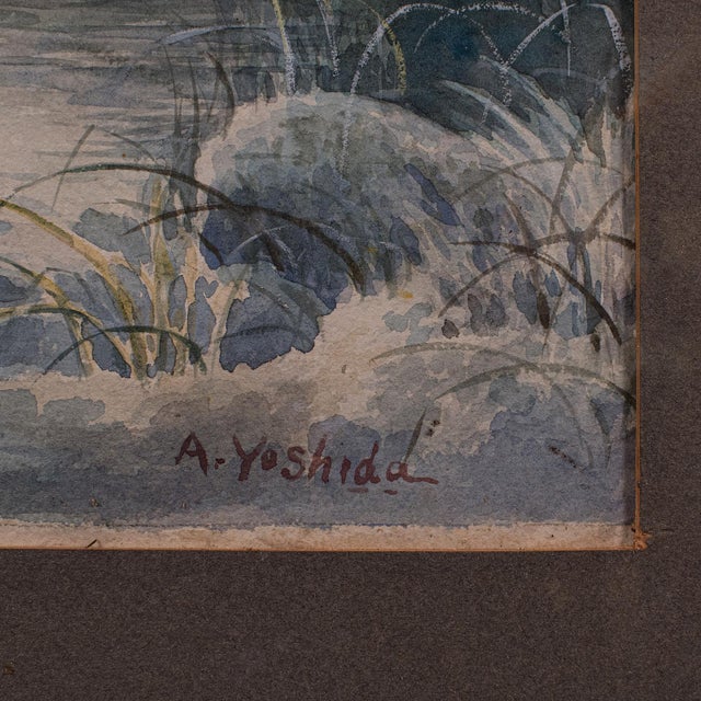 Vintage River Landscape Painting, Japanese School, Watercolour, Art, Mid Century For Sale - Image 11 of 12
