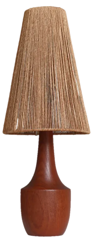 Danish Modern Turned Teakwood and Sisal Table Lamp by Ib Fabiansen, 1950s
