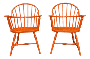 1980s Pair of Metal Windsor Bowback Arm Chairs