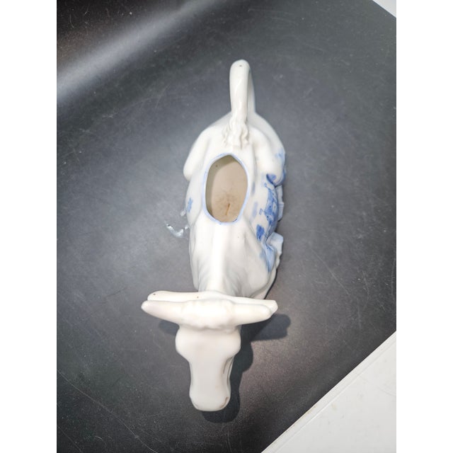 Mid-Century Modern Vintage GerBlue and White Ceramic Cow Creamer - For Sale - Image 3 of 5