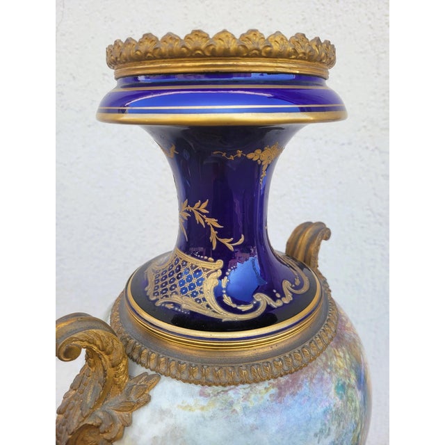 Large Porcelain and Bronze Vase in In the style of Sèvres For Sale - Image 9 of 18